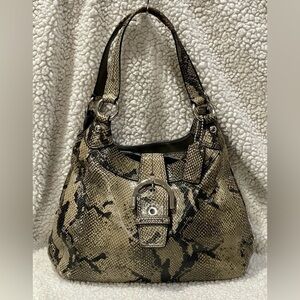 Coach Soho Lynn Faux Python Embossed 3 Compartment Snakeskin Hobo Bag